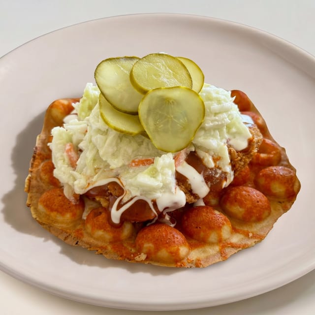 Nashville Hot Chicken Stack Waffle.